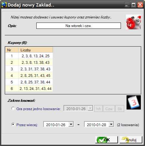 Funkcja: Generator Zakładów